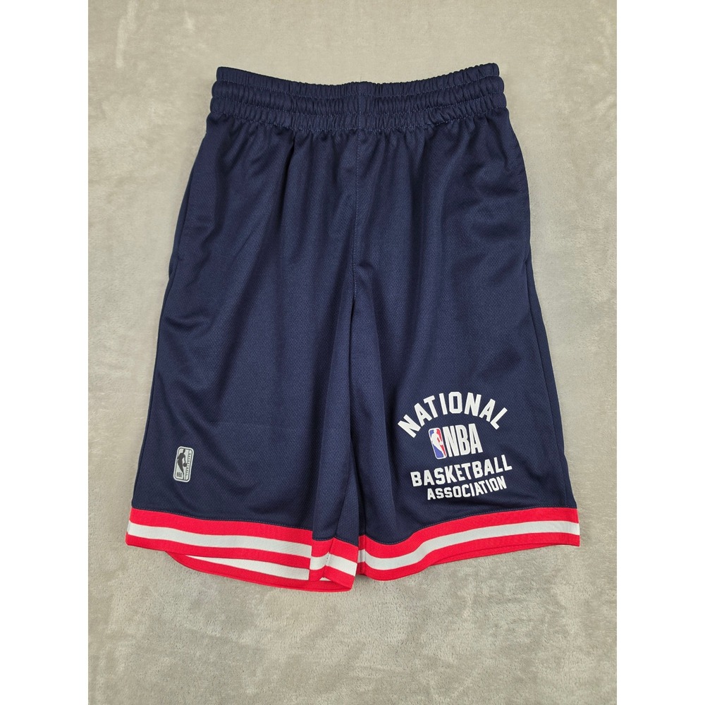 NBA Basketball Shorts Mens Small Navy Blue Mesh Elastic Waist Pockets Logo